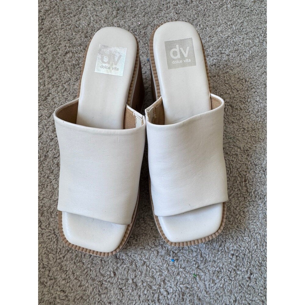 Dolce Vita Platform Slide Heels – Size 6 – Minimalist Neutral Chunky Sandals